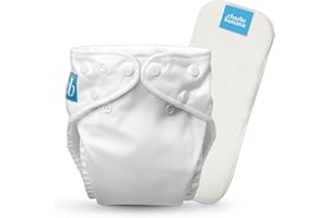 Charlie Banana Cloth Diapers, Reusable, Washable, Adjustable One Size Diaper, for Babies and Toddlers, with Absorbent Insert - White, 1 Pack