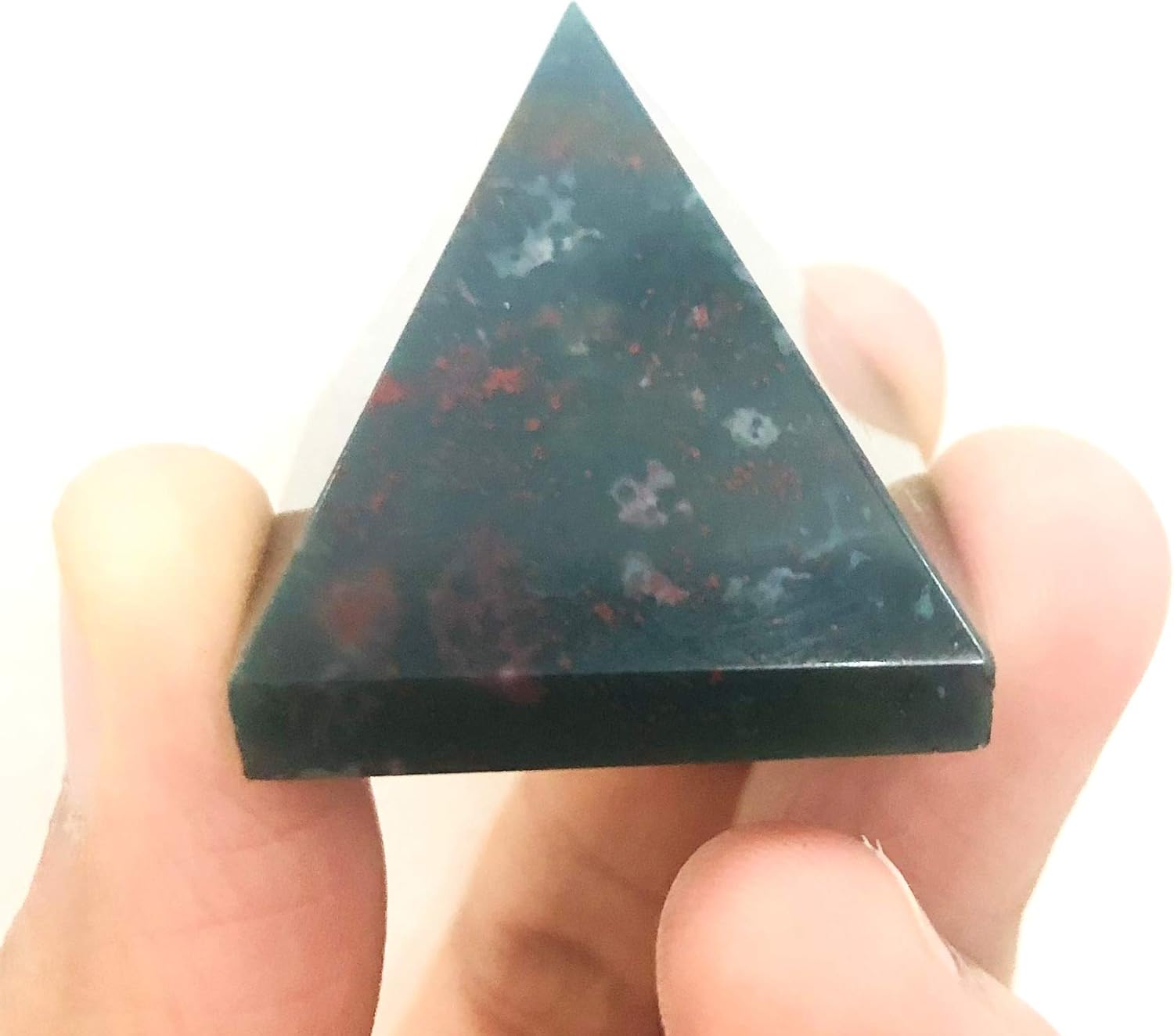 crystalmiracle Bloodstone Gemstone Feng Shui 25 MM Pyramid Crystal Healing Energy Charged Bagua Vaastu Handcrafted Gift Reiki Wellness
