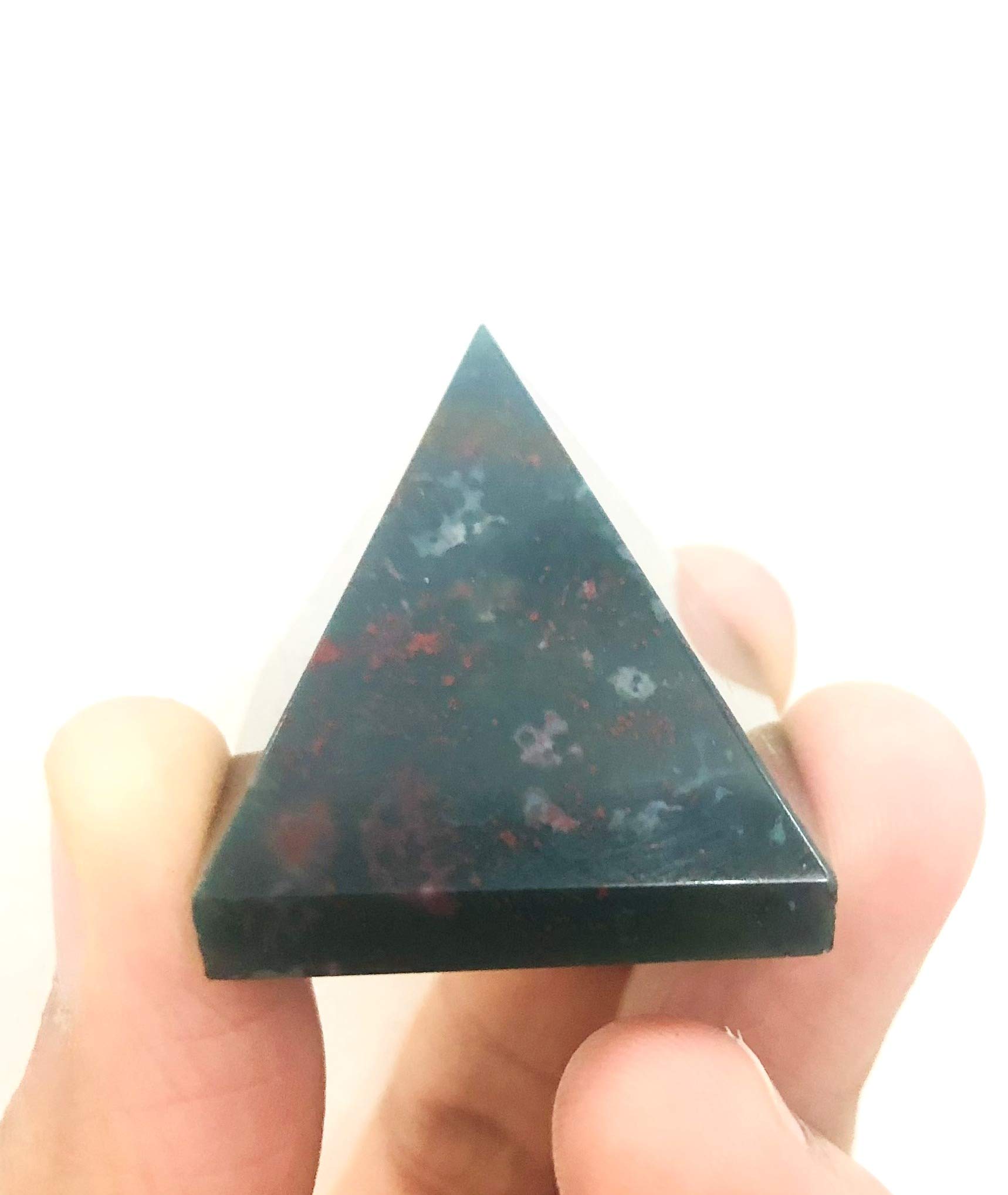 crystalmiracle Bloodstone Gemstone Feng Shui 25 MM Pyramid Crystal Healing Energy Charged Bagua Vaastu Handcrafted Gift Reiki Wellness