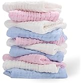 Arnzion 10 Pack Muslin Burp Cloths - 17"x9" 6-Layer 100% Cotton - Ultra Soft & Super Absorbent for Baby Spit Up & Drool - Gentle Burping Cloths for Newborn Boys & Girls, Essential Baby Items