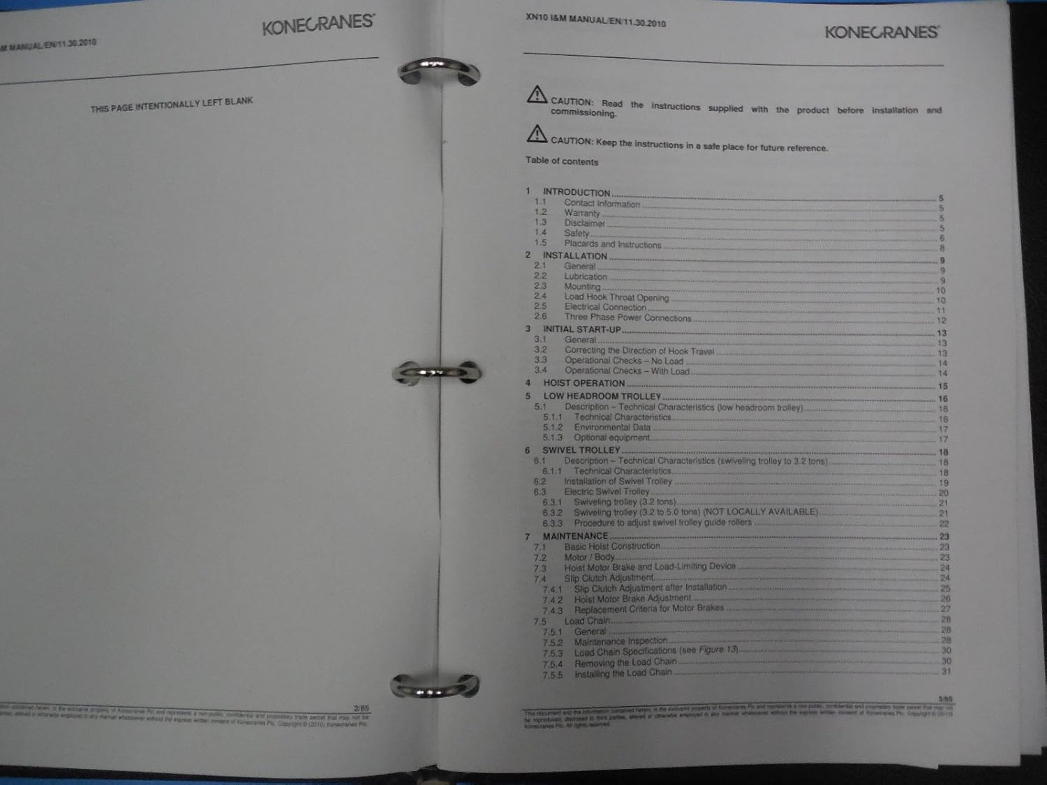 Amazon.com: KONECRANES XN10 CHAIN HOIST OPERATORS MANUAL & INSTALLATION  MAINTENANCE GUIDE: Everything Else