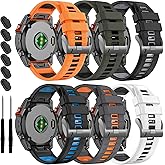 22mm Compatible with Garmin Fenix E/8/8pro AMOLED 47mm/Fenix 7/7 Pro/6/6 Pro/5/5 Plus Watch Band,Soft Quickfit Silicone Straps for Forerunner 970 965 955/Approach S70 47mm/tactix 8/quatix 7 8 47mm