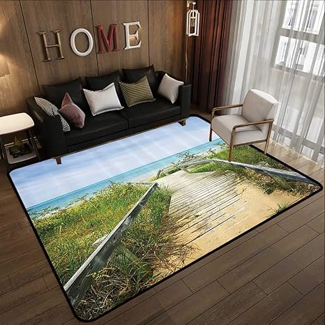 Amazon Com Rubber Mat Seaside Decor Collection Boardwalk Over