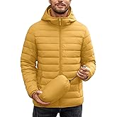 COOFANDY Mens Packable Puffer Jacket Lightweight Hooded Insulated Winter Coat Windproof Zipper Down Jacket