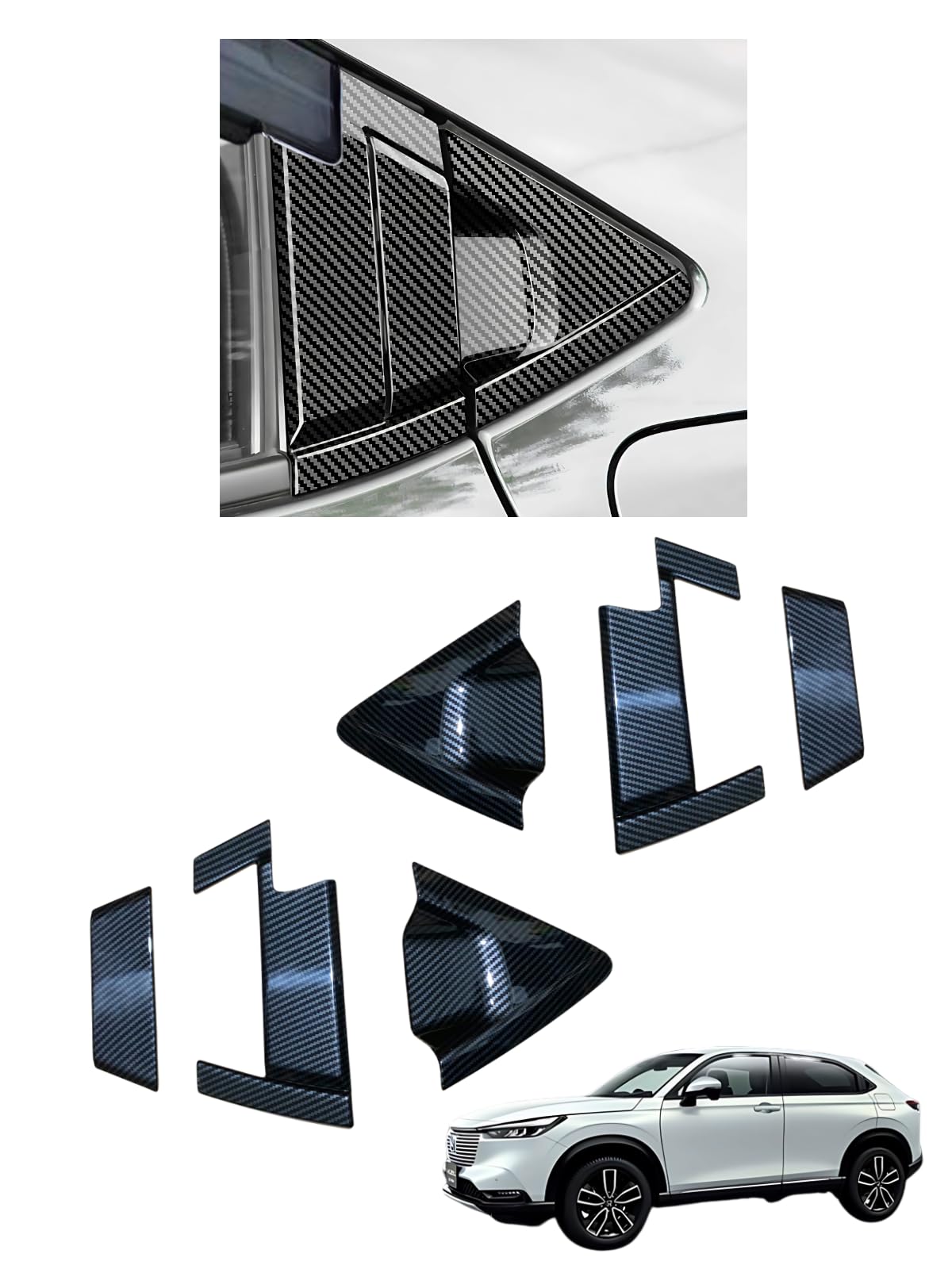 40Bandit ホンダ ヴェゼル リア ドアハンドルカバー 新型 アクセサリー 新型ヴェゼル ドアハンドルプロテクター ドアプロテクター RV系 カーボン調 2024年式も対応 (カーボン調, サイドバイザーあり型)商品画像