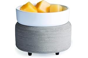 Candle Warmers ETC 2-in-1 Candle and Fragrance Warmer for Warming Scented Candles or Wax Melts and Tarts with to Freshen Room, Gray Texture