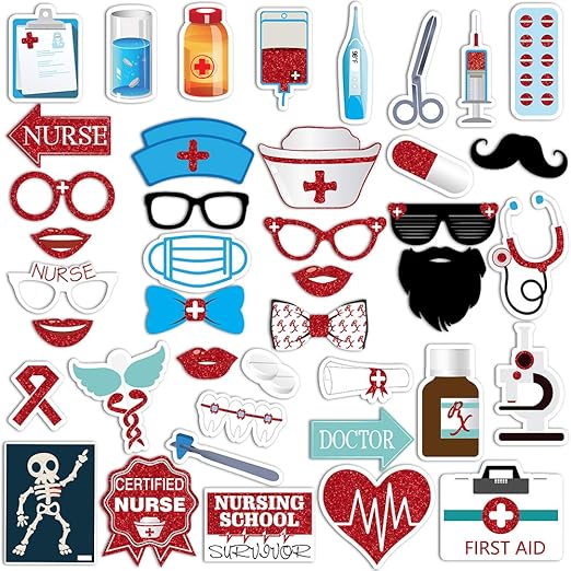 Amazon Com 42 Piece Nurse Graduation Photo Booth Props Red