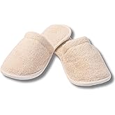 Natural Toweling Slippers - GOTS Certified 100% Organic Cotton, Ultra Soft, Machine Washable Indoor Slippers for Bath and Home S Size US (6-7 Women/5-6 Men)