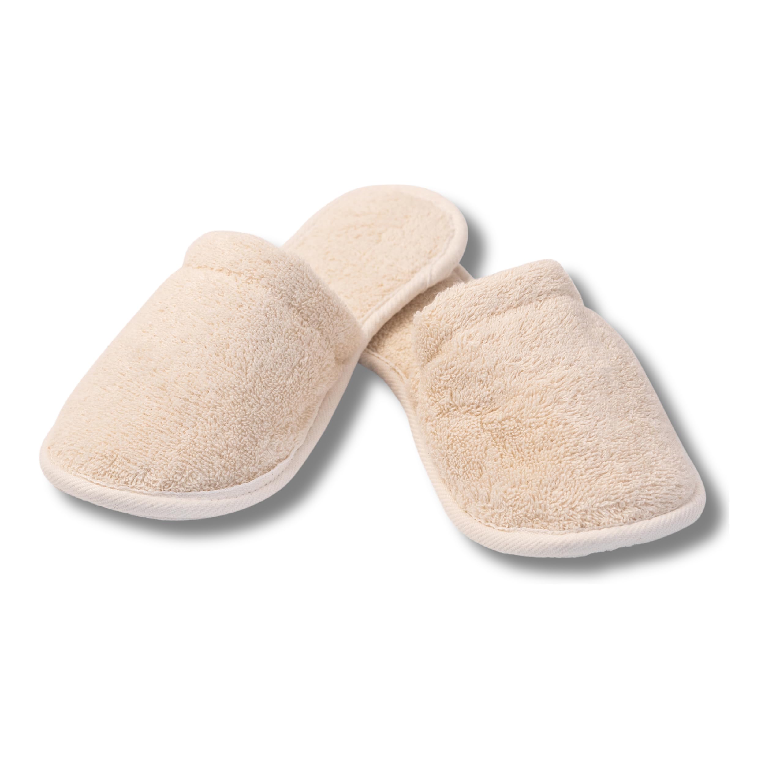 Photo 1 of Natural Toweling Slippers - GOTS Certified 100% Organic Cotton, Ultra Soft, Machine Washable Indoor Slippers for Bath and Home L Size US (10-11 Women/9-10 Men)