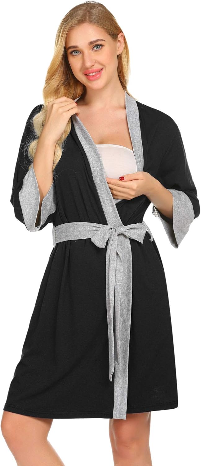 Ekouaer Maternity Nursing Robe Delivery Nightgowns Hospital Breastfeeding Gown at  Women’s Clothing store