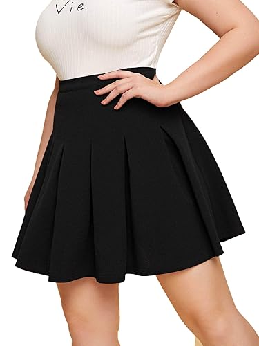 Romwe Women's Plus Size Basic Stretchy Flared High Waist Casual
