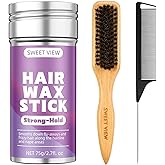 SWEET VIEW Boar Bristle Slick Back Hair Brush & Hair Wax Stick for Tame Flyaways, Frizz, Sleek Ponytail, Buns and Edge Baby H