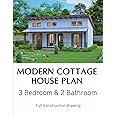 Modern Cottage House plan 3 Bedroom & 2 bath room: Full Construction Drawing