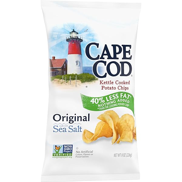 CAPE COD POTATO CHIPS, LESS FAT ORIGINAL KETTLE CHIPS, 8 OZ