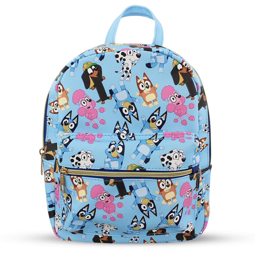 Photo 1 of Bluey and friends Mini PU Leather Backpack Purse with Adjustable Straps 10 In (Blue, One Size)
