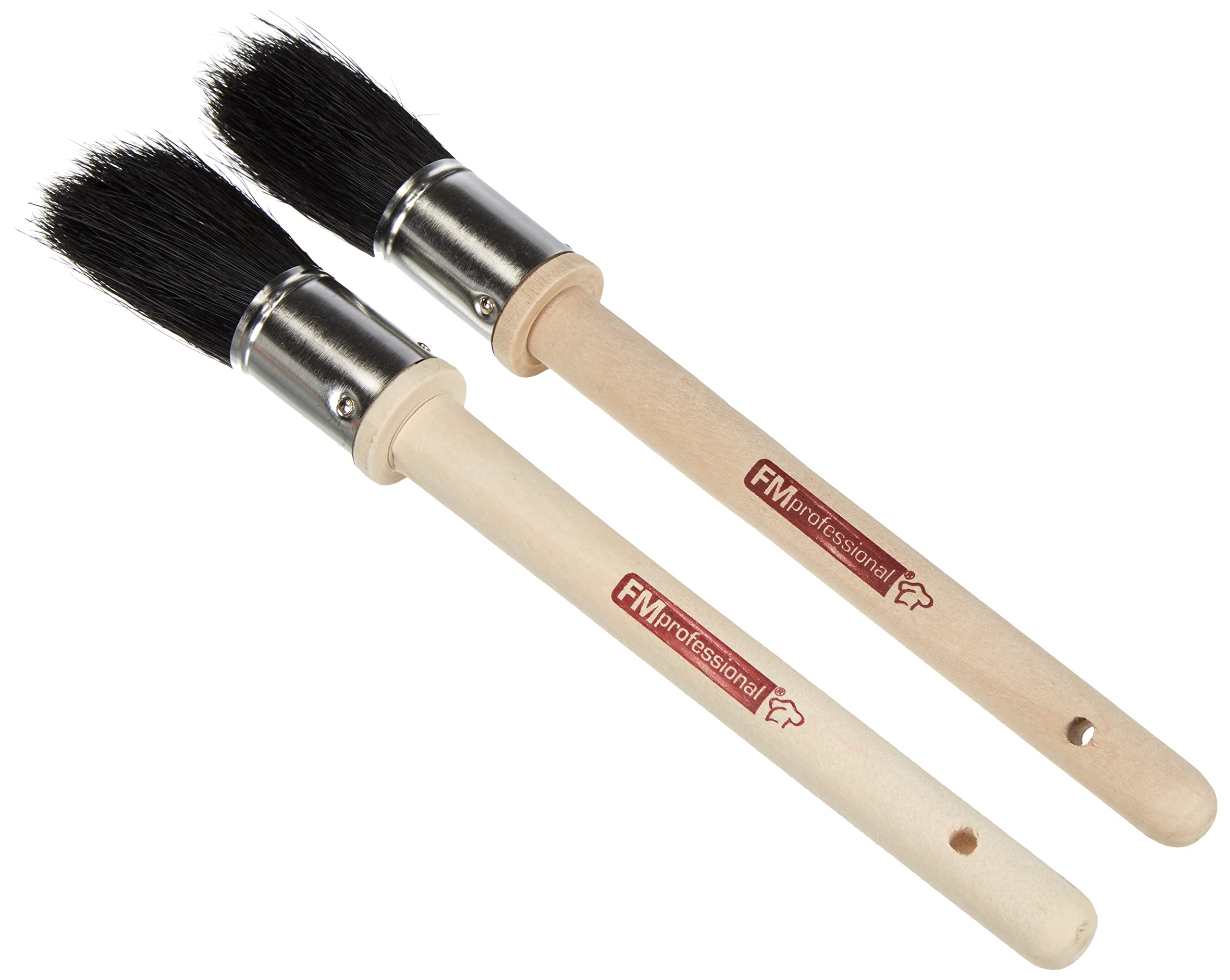 FMprofessional 23 cm 2 Ashtray Brushes, Light Wood, Glossy, Black, Approx. 22 cm, 2 Units