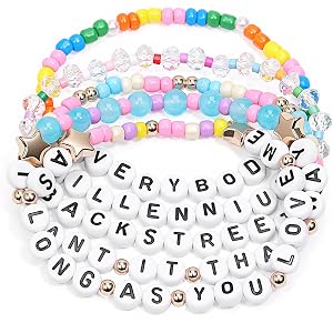 AICase Bracelets for Backstreet Concert Outfit Merch, 5 Pcs Bsb Concert | Stackable Stretch Beaded Friendship Bracelets Backs