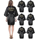 Xuhal 6 Pcs Women's Birthday Squad Robes Birthday Party Queen Spa Bathrobe Kimono Spa Robe Sleepover Party Robes Silky Gown