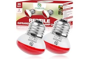 REPTI HOME Infrared Reptile Heat Lamp, UVA Red Heat Light Bulb 25W, 2 Pack Reptile Heat Bulb, Infrared Basking Spot Light for Snake, Leopard Gecko, Turtle, Lizard