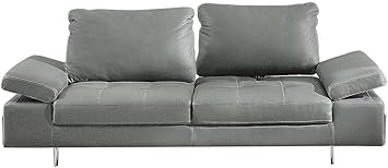 Amazon Com At Home Usa Gia Loveseat Grey Leather Kitchen Dining