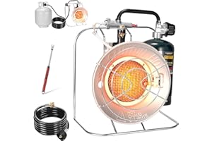 GasBRUH Outdoor Multi-Use Portable Propane Patio Heater/Cooker, 18,000 BTU include 8.8 FT Hose and USB Lighter, Gas Camping Heater for Tent Hunting, Fishing,RV (Fuel not included)