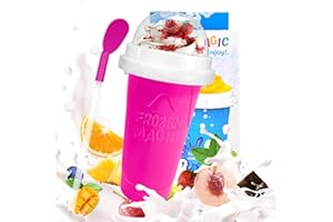 Slushie maker cup - Frozen magic cup from tiktok made me buy it. RedRoko DIY smoothie, ice cream, icee slush cup, comes with cup, lid and spoon (Pink)