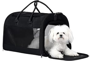 PET MARVEL Cat Carrier Soft Sided Large for Pet Dogs up to 25 Lbs, Airline Approved Mesh Pet Travel Bag, Breathable Bite-Resistant Fabric with Removable Washable Mat