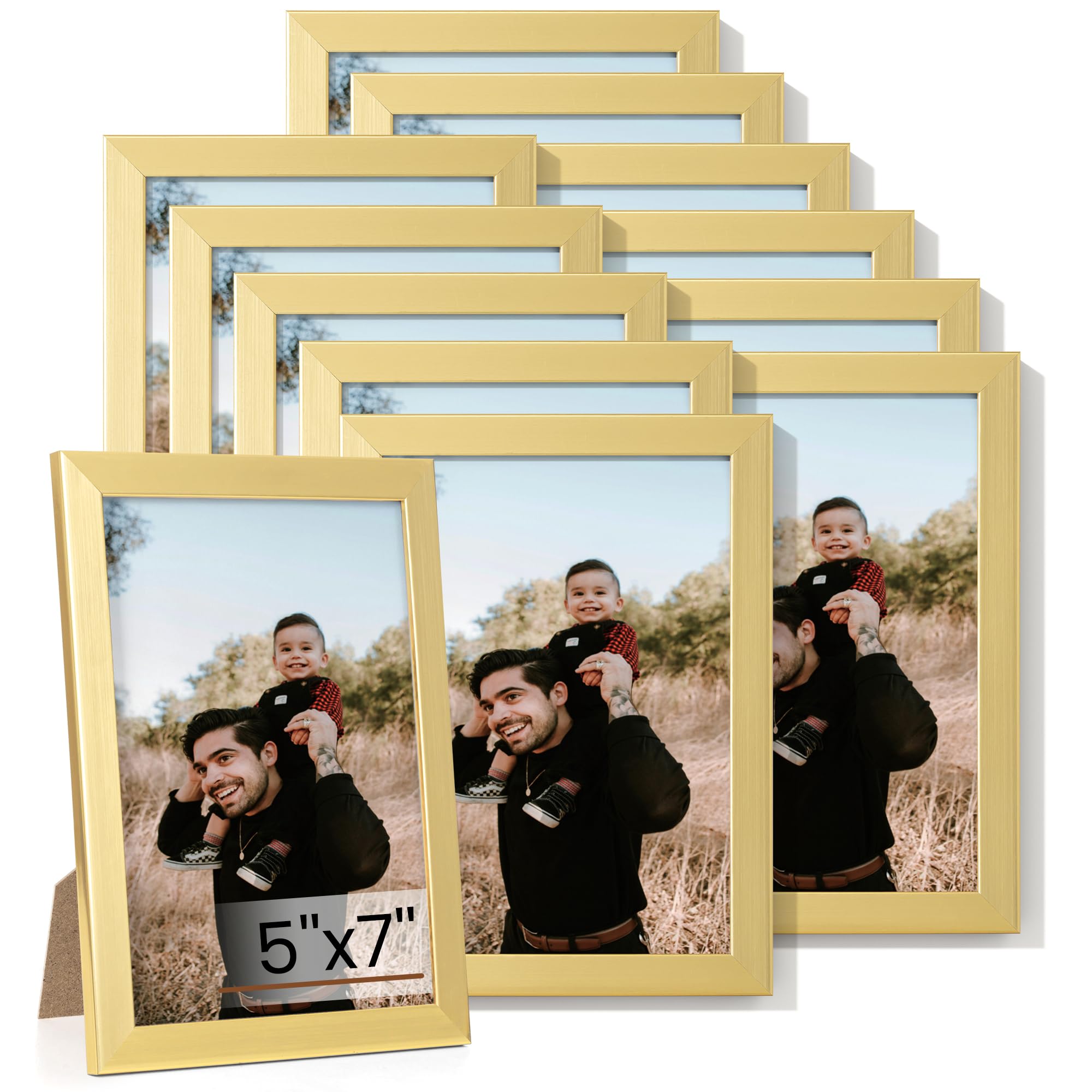 Heimlove 5x7 Picture Frame Set of 12,Gold Photo Frames Display 5"x7" Pictures,Picture Frames 5x7 Wall Gallery Collage Tabletop or Wall Mount,Poster Frame Display for Certificate Document Image Heimlove 5x7 Picture Frame Set of 12,Gold Photo Frames Display 5"x7" Pictures,Picture Frames 5x7 Wall Gallery Collage Tabletop or Wall Mount,Poster Frame Display for Certificate Document Image