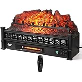 TURBRO Eternal Flame 26-Inch Infrared Quartz Electric Fireplace Log Heater, Realistic Pinewood Logs, Adjustable Flame Colors,