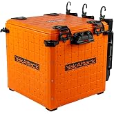 YakAttack BlackPak Pro 13" x 13" Fishing Crate with 3 Rod Holders - Orange | Compact Tackle Storage Box &amp; Gear Organizer for Kayaks | Lightweight, Durable &amp; Customizable Marine Accessory | Made in USA