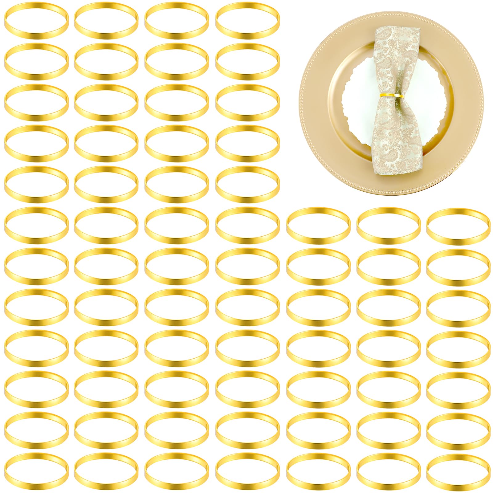 Photo 1 of 100Pcs Gold Napkin Rings Bulk, Elegant Gold Napkin Rings, Servilleteros para Mesas for Weddings, Parties, Dinners