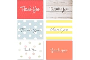 Oaklyn 48 Pack Thank You Cards with Envelopes 4"x 5.25" for Weddings, Baby Shower, Birthday Parties, Business, and Graduation Thank You Cards Blank - Assorted
