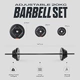 Phoenix Fitness 20kg Adjustable Barbell Set 25mm Knurled Bar Vinyl Plates view 3