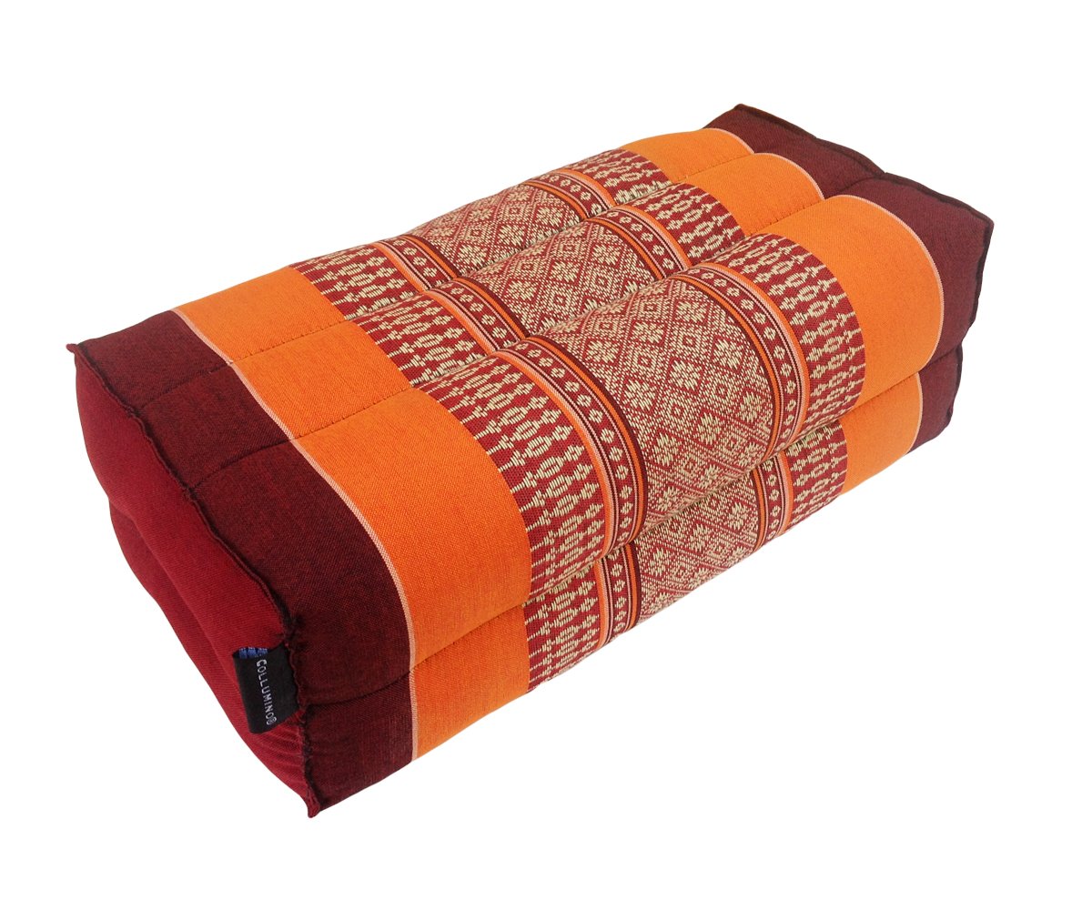 Traditional Thai Kapok Yoga Support Block Cushion Meditation Pillow size 35 x 15cm (Orange, Maroon)