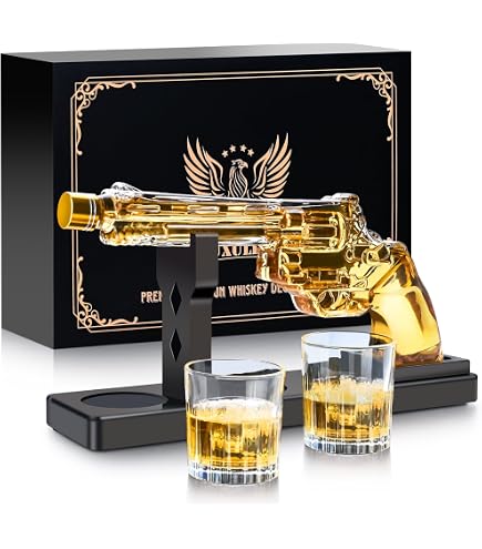 RUGLUSH Whiskey Decanter Set – Gun-Shaped Decanter With 2 Glasses – Unique Bar Accessories & Gift For Men - View #10
