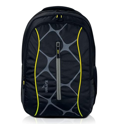 Lunars Webber 33L Casual Backpack - College|School Bag (Black and Yellow)