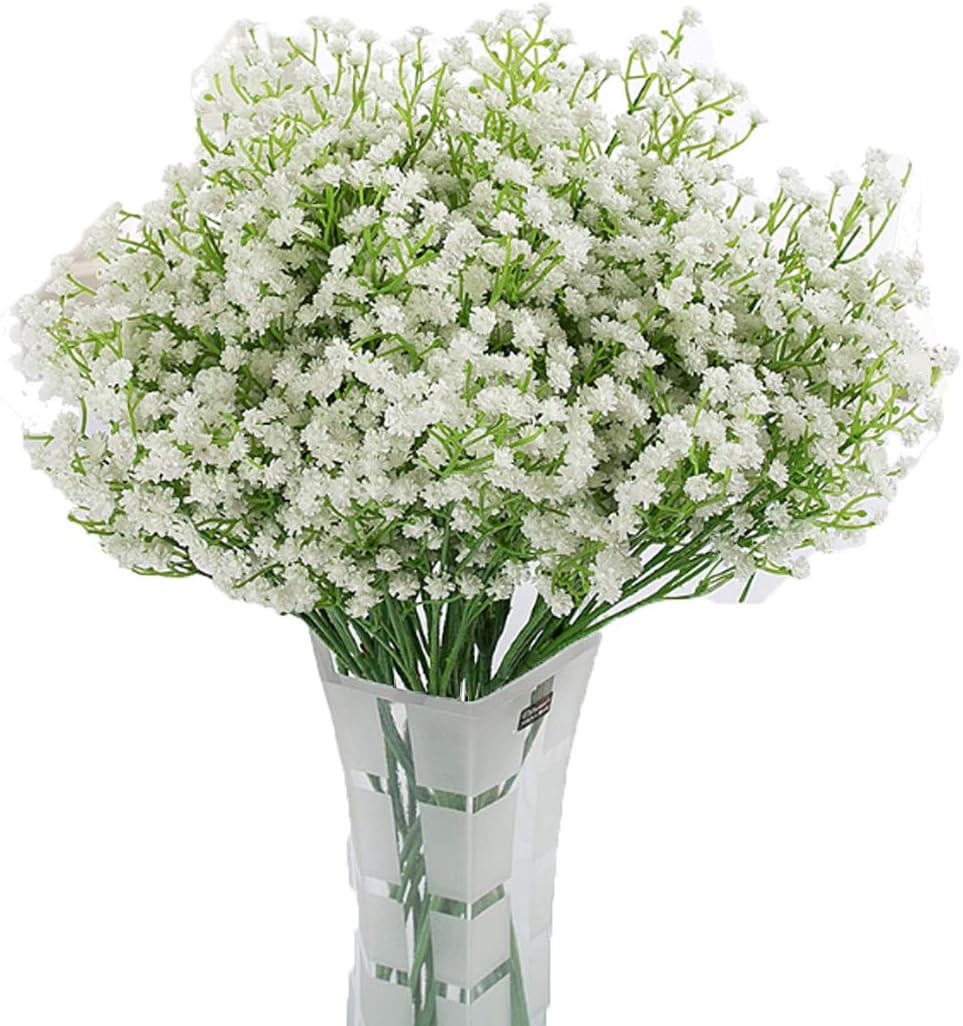 LNHOMY 10 PCS Baby Breath Artificial Flowers Fake Real Touch Gypsophila Plants for Wedding Party Home DIY Garden Decoration, (Cream)