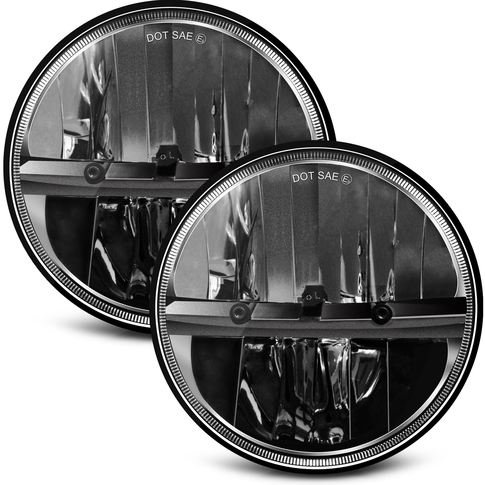 Photo 1 of ZIMABLUE 7 inch LED Headlight 2PCS Cool White High Low Beam Plug and Play 7" round Headlights H6024 LED Headlight DOT Approved Compatible with Jeep Wrangler JK TJ CJ, Truck SUV etc (Reflector (2pcs))