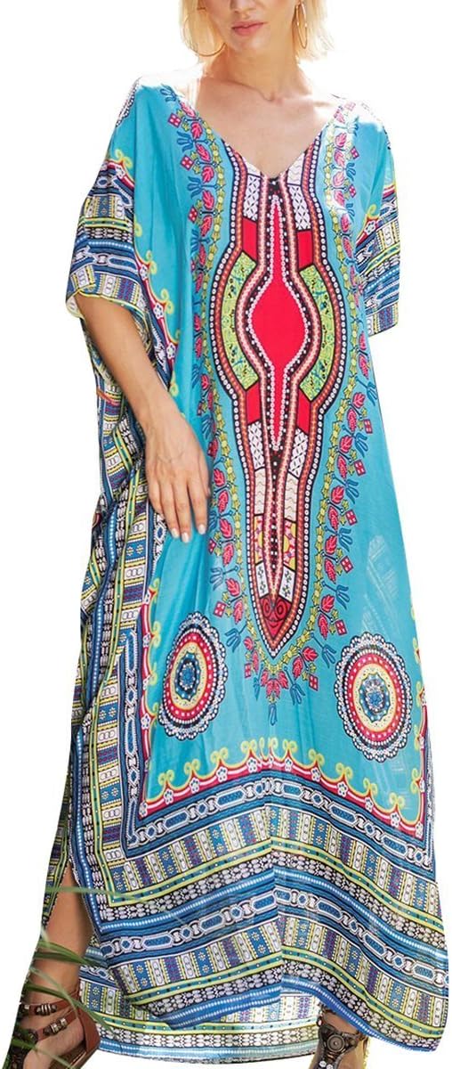 Tkiames Women's Summer Beach Kaftan Maxi Cover Up Casual Long Dress