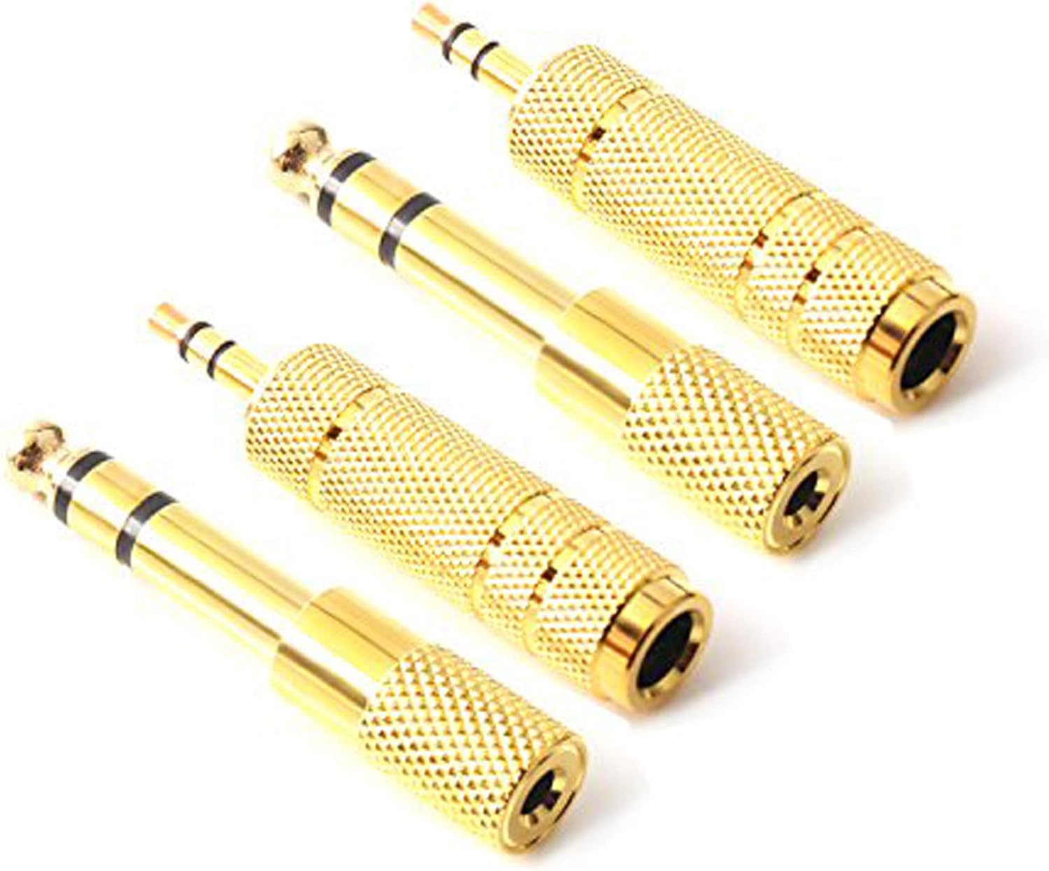 SiYear 3.5mm 1/8 inch TRS Plug to 6.35mm 1/4 inch Jack and 3.5mm Female to 6.35 Male Plug Gold Plated Set Audio Stereo Adapter Converter for Headphone Microphone (4 -Pack) - Image 3