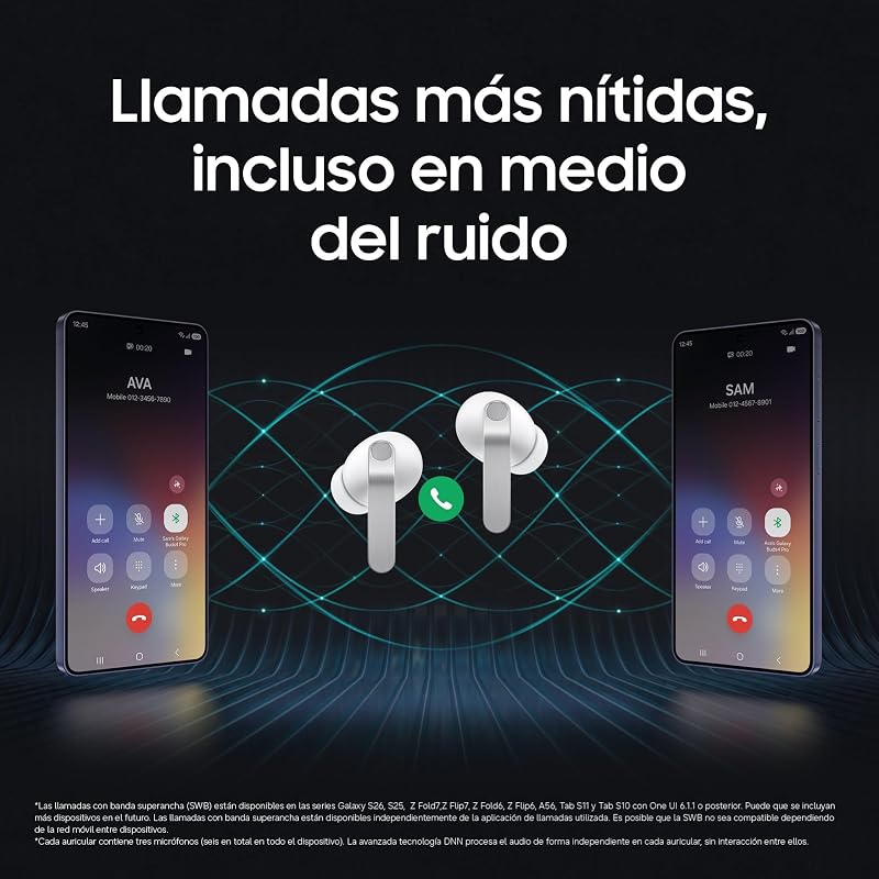 Galaxy Buds4 Pro, auscultadores Bluetooth, áudio hi-fi, cancelamento adaptativo de ruído, chamadas super claras, agente de IA, garantia do fabricante 3 anos + 1 ano extra, branco (versão espanhola)