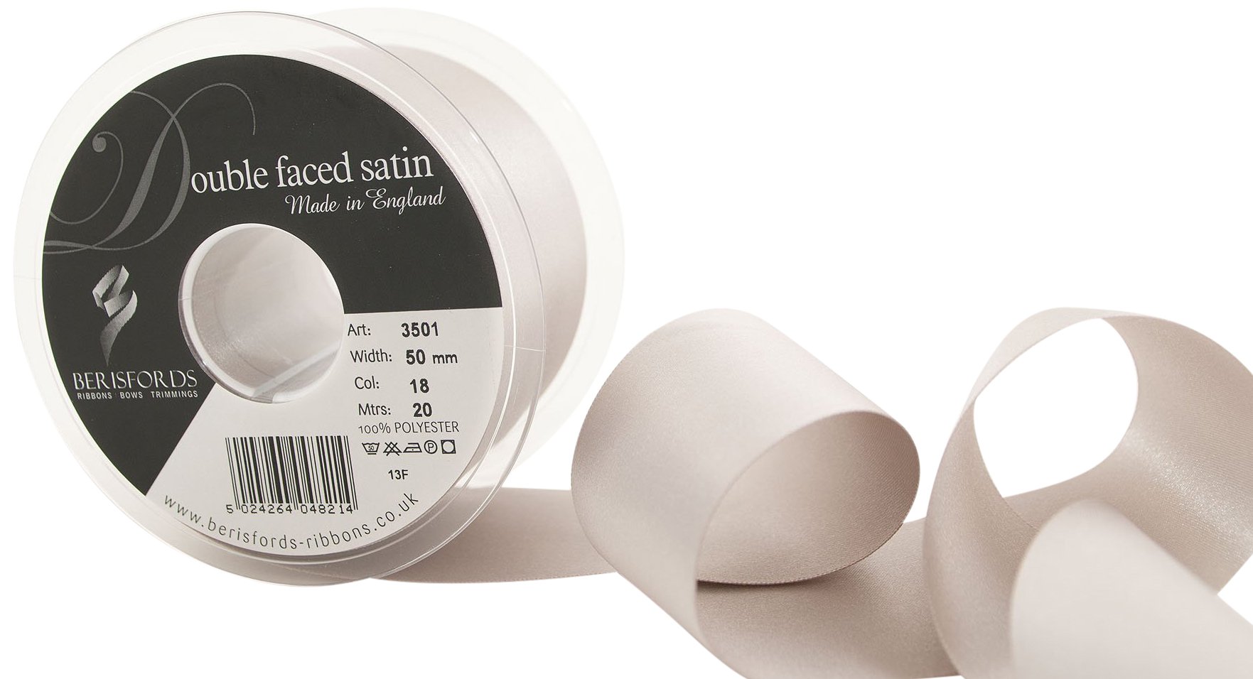 Berisfords Ribbon, Silver Grey, 50 mm — image 1