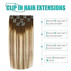 SURNEL Clip in Extensions Real Human Hair Balayage