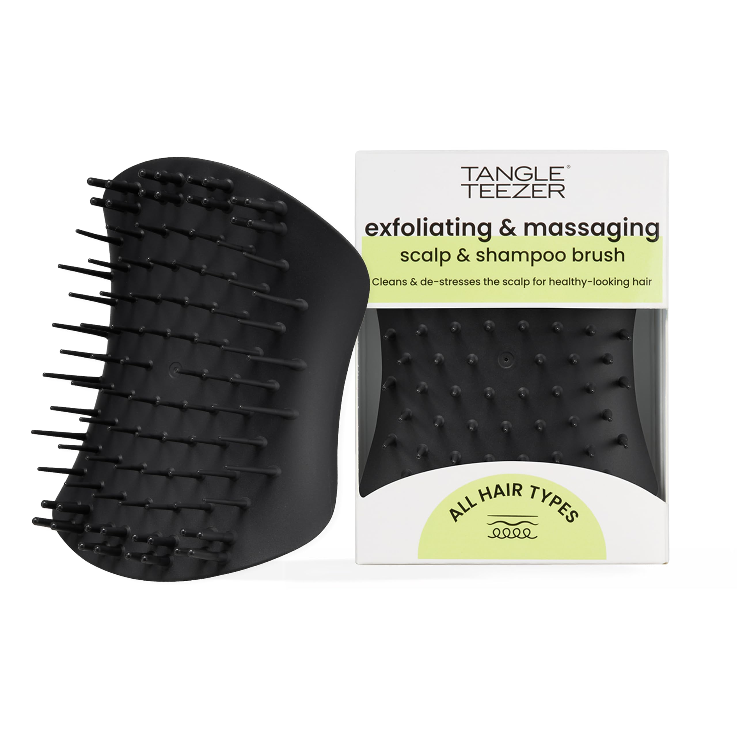 Tangle Teezer The Scalp Exfoliator & Massager - Perfect for Hair Treatment & Scalp Detox - Removes Dirt & Dead Skin Cells - Use in Shower or with Hair Oil - Onyx Black