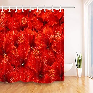 Amazon Com Aaafgf Bright Red Flowers Shower Curtain Bathroom
