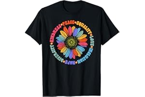 World Peace Supporter Sunflower Floral Outfit Kindness Peace Equality Love Hope Diversity Human Rights Black Floral Sunflower Pattern T-Shirt