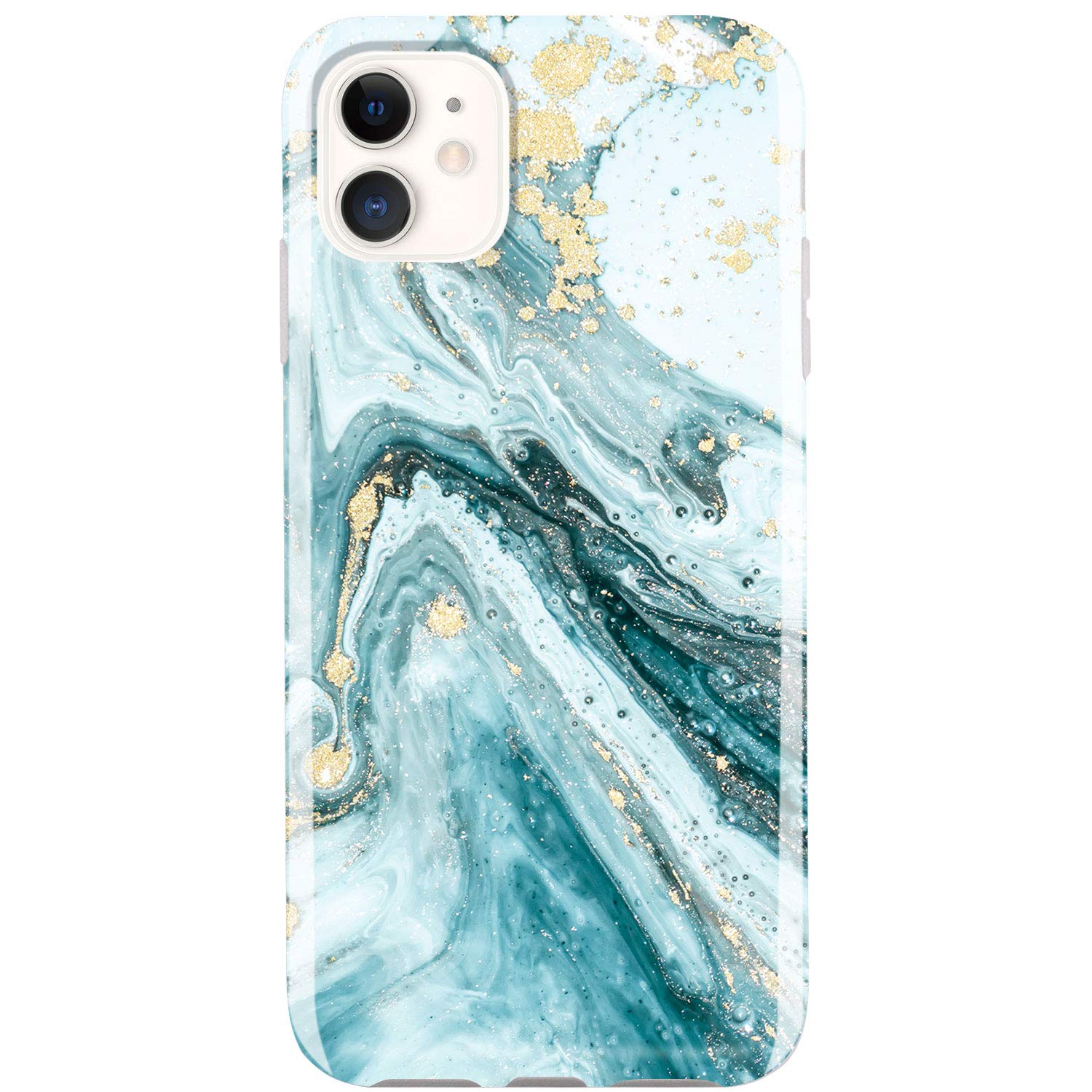 Photo 1 of JIAXIUFEN Compatible with iPhone 11 Case Gold Sparkle Glitter Marble Slim Shockproof Flexible Bumper TPU Soft Case Rubber Silicone Cover Phone Case for iPhone 11 2019 6.1 inch - Blue