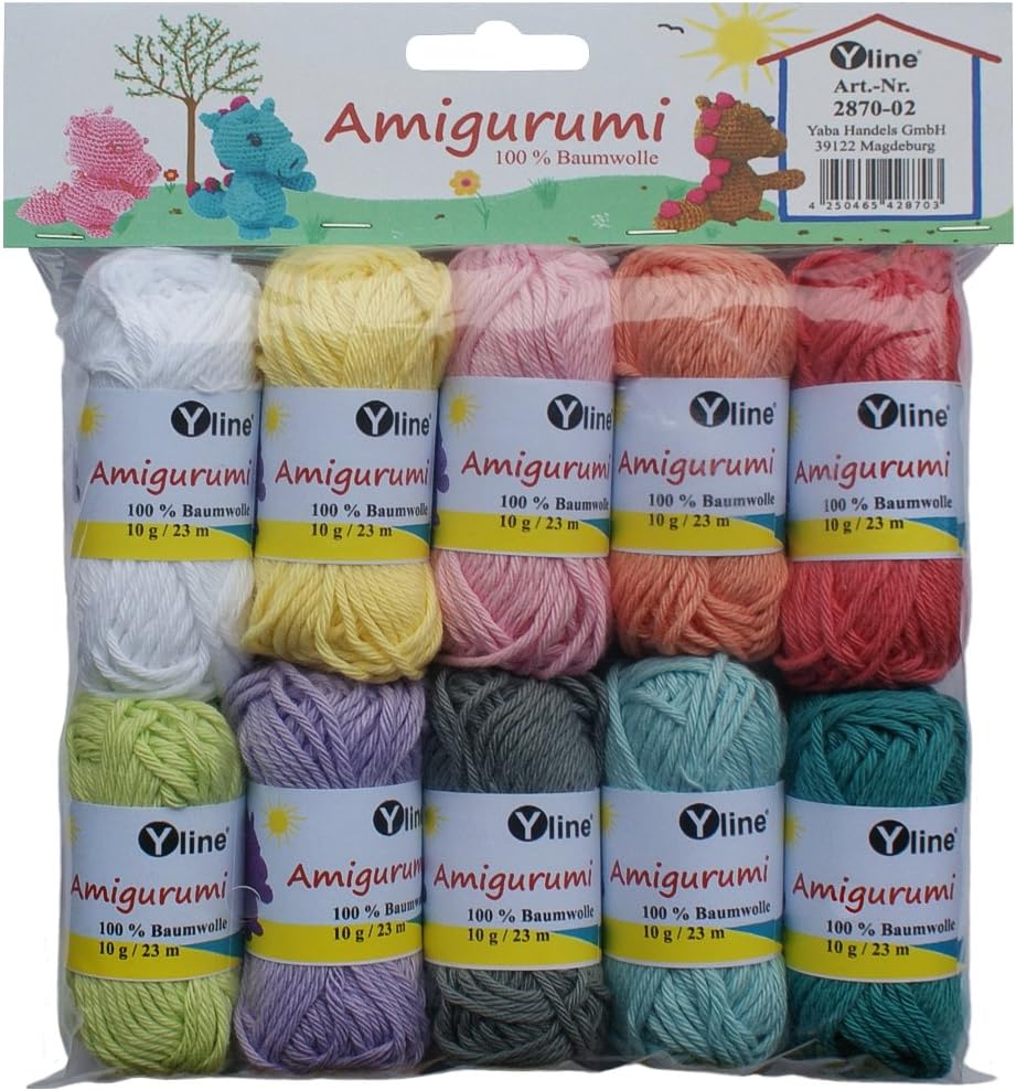 Range of Amigurumi wool 10&nbsp;Ball approx. 10g, 100 % cotton, wool, yarn, knitting wool, crochet yarn, 2870-02