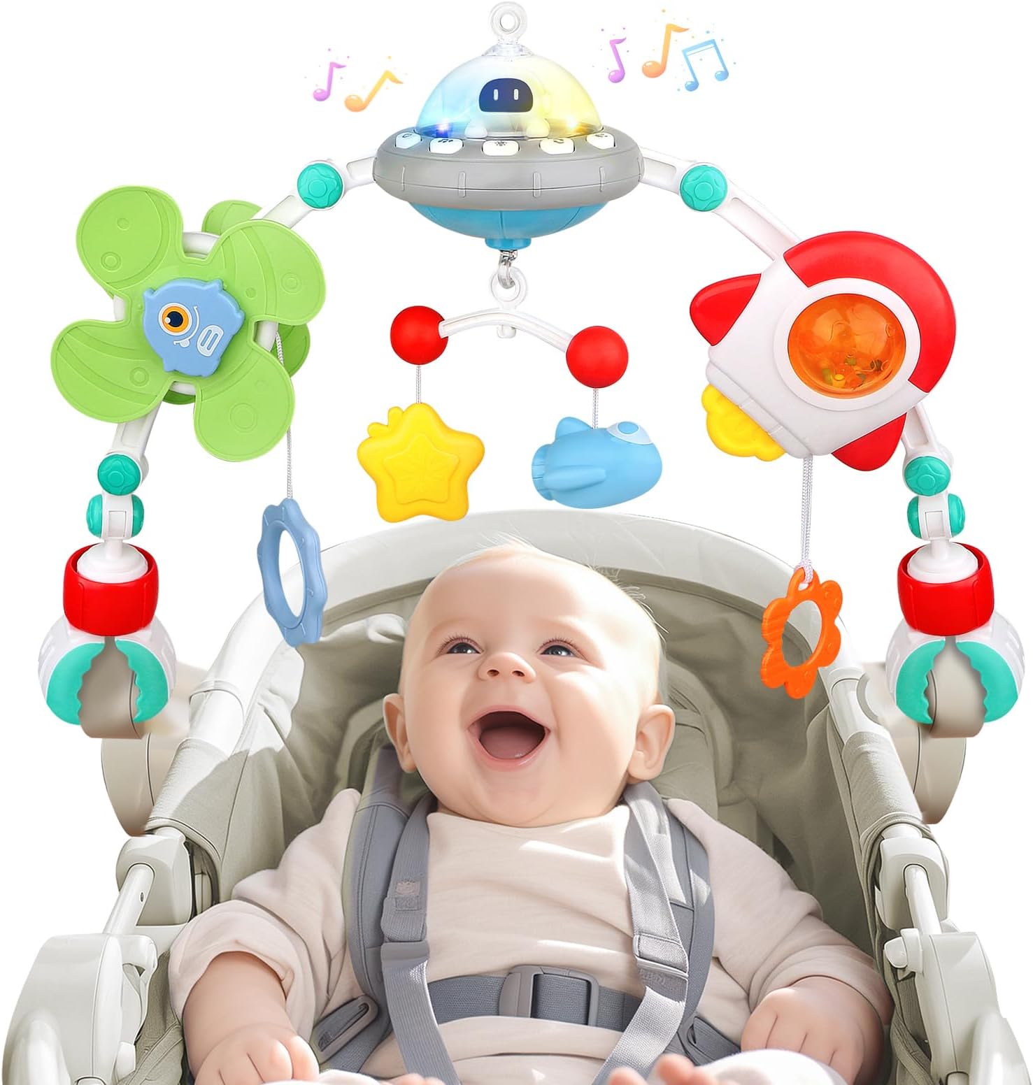 qesfir Musical Baby Stroller Arch Toys, Travel Car Seat Toys, Baby Play