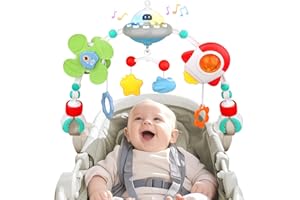 qesfir Musical Baby Stroller Arch Toys, Travel Car Seat Toys, Baby Play Arch Crib Accessory Toys, Mobile for Bassinet, Pram A